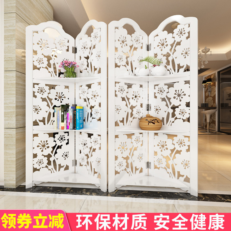 屏风隔断时尚玄关白色折屏雕花客厅卧室酒店简约现代镂空折叠移动