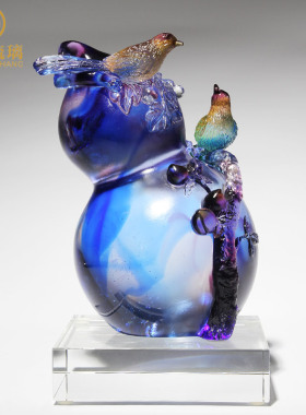 琉璃喜鹊葫芦摆件玻璃工艺品家居摆设搬迁礼品乔迁新居实用家居装