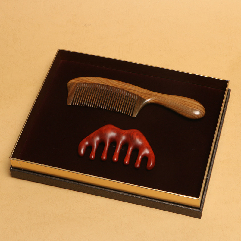 常州梳篦特产绿檀紫檀木梳按摩梳礼盒套装商务送礼送女友送客户
