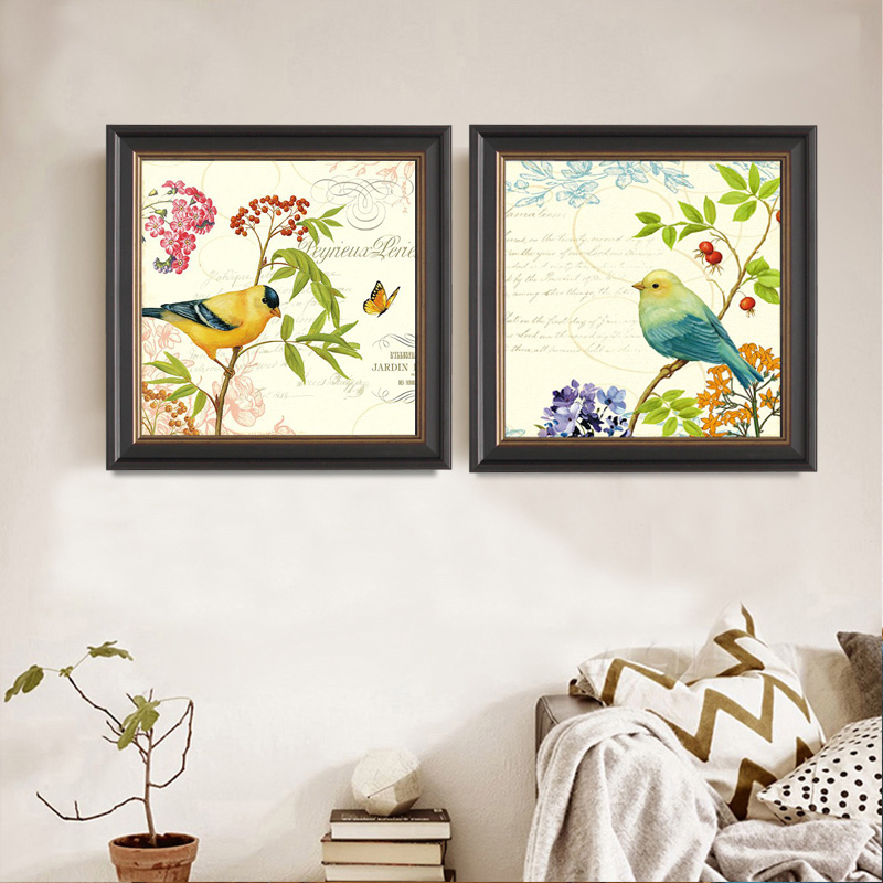 简美乡村卧室床头壁画沙发背景墙挂画花鸟壁画喜鹊美式客厅装饰画