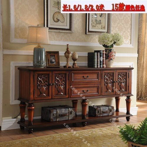 美式门厅玄关台长条餐边桌隔断端景欧式靠墙边电视柜客厅沙发背几