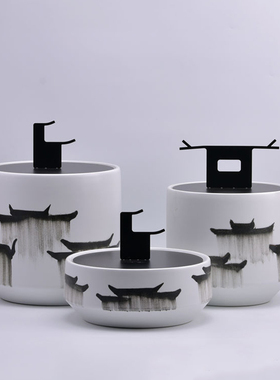 新中式陶瓷储物罐摆件客厅博古架书房书柜玄关艺术摆设软装样板房