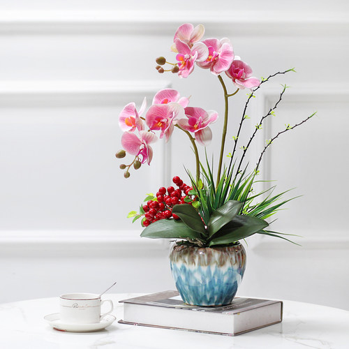 仿真花蝴蝶兰客厅装饰花电视柜摆花胶花塑料花假花摆件桌面摆台