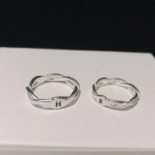 999纯银光面麻花情侣闺蜜戒指简约手工小众设计银饰质感男女指环