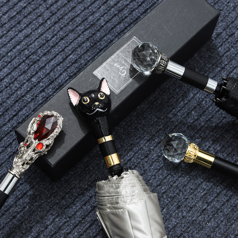 雨伞柄头伞配件长柄伞把手柄遮阳折叠防晒小黑伞柄子手把修伞零件