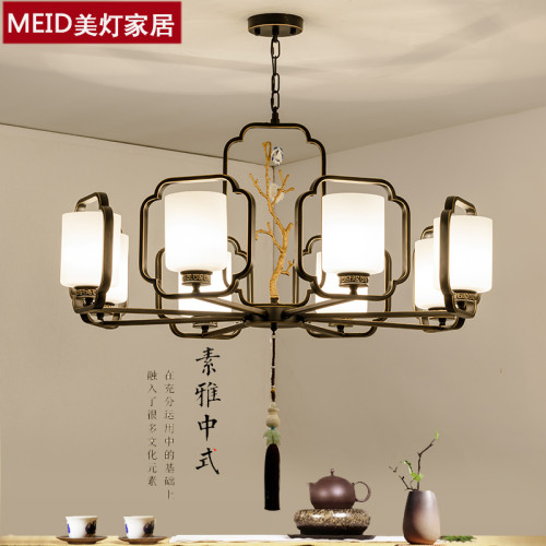 新中式吊灯大气客厅灯复古中国风酒店复式楼茶楼书房卧室餐厅灯具