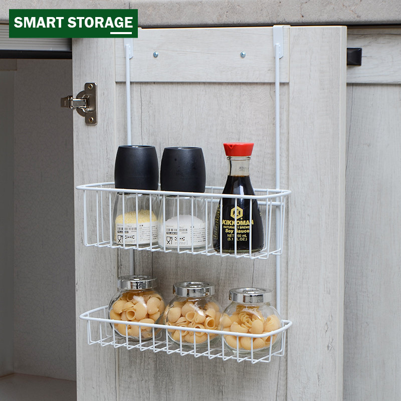 铁艺收纳篮免打孔厨房门背式挂篮家用调料置物架油盐酱醋收纳挂架