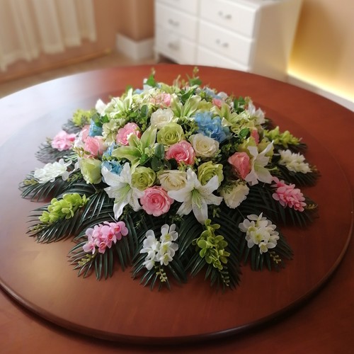 酒店圆形餐桌花仿真花摆花大转盘假花转盘花装饰花电动桌插花艺