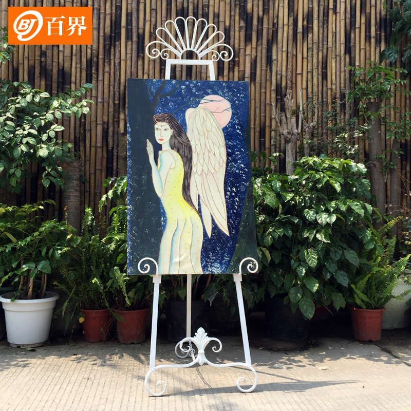 欧式铁艺画架 落地展示架相框架托架 支架式婚礼画架迎宾展架折叠