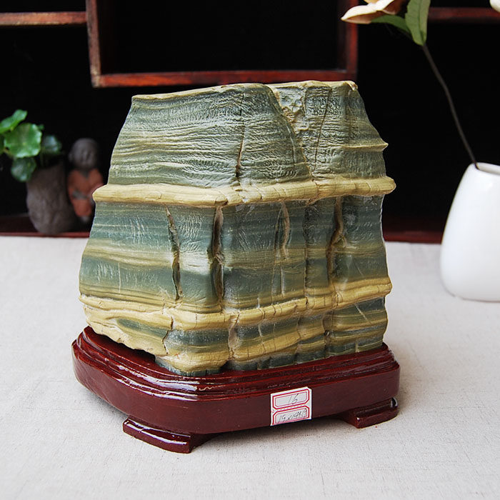 石韵书院松花石天然原石奇石摆件家具室内办公书房案头千层石招财