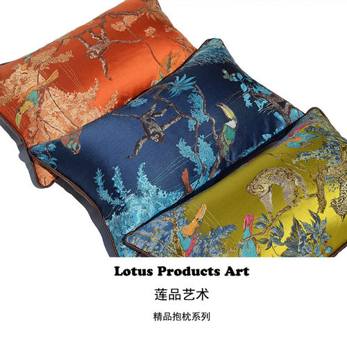 绸缎提花沙发客厅床头抱枕欧式美法意式大靠背靠枕靠垫酒店样板间
