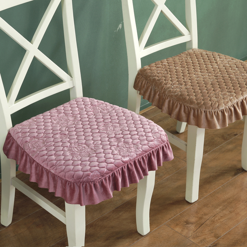毛绒餐椅垫欧式防滑加大椅子坐垫通用可拆洗座垫冬季板凳椅子垫