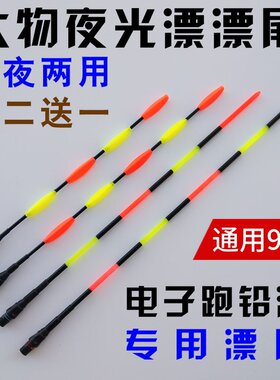 加粗醒目日夜两用电子漂尾跑铅漂大物夜光漂3目4目5目变色感应尾