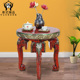 东南亚家具 实木茶桌边几茶几 泰国特色雕刻大象客厅圆形创意个性