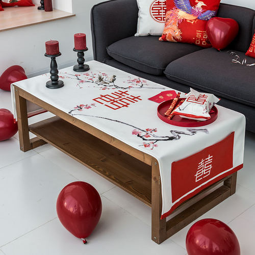 婚庆茶几桌布布艺餐桌茶几布防水防烫茶几电视柜桌布茶几客厅家用 - 封面