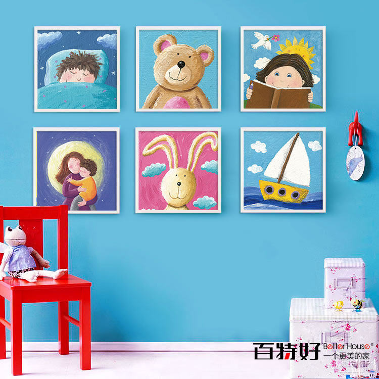 百特好男孩女孩幼儿园儿童房卡通挂画动物装饰画卧室画温馨小壁画