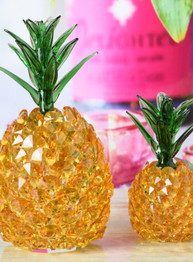 高档大小号水晶菠萝招财纳福摆件 家居客厅装饰凤梨摆件婚庆礼品