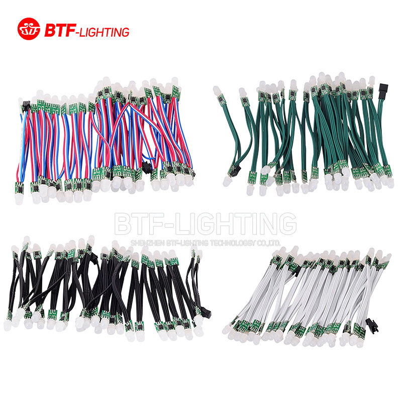 热卖LED圆形RGB草帽灯珠可寻址WS2811芯片12mm焊线5V/12V外露灯串