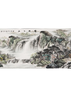 小八尺客厅山水装饰画纯手绘水墨国画办公室手画真迹秦喜聪00002