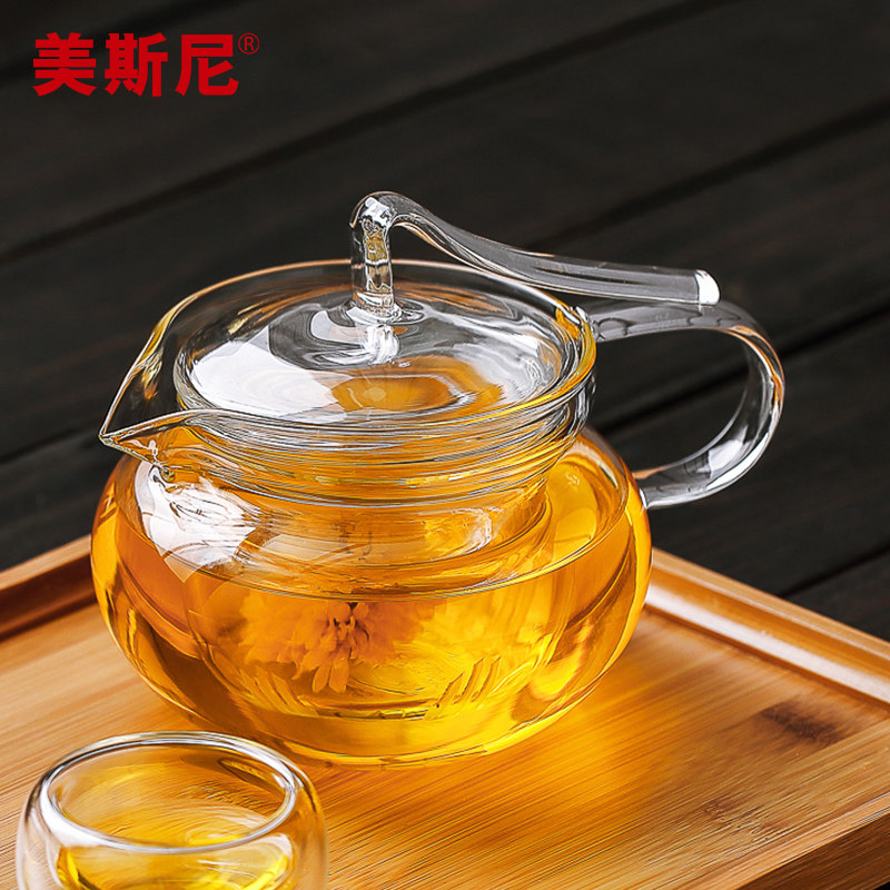 美斯尼加厚玻璃茶壶过滤花茶壶耐热家用泡茶壶全玻璃茶具小号单壶