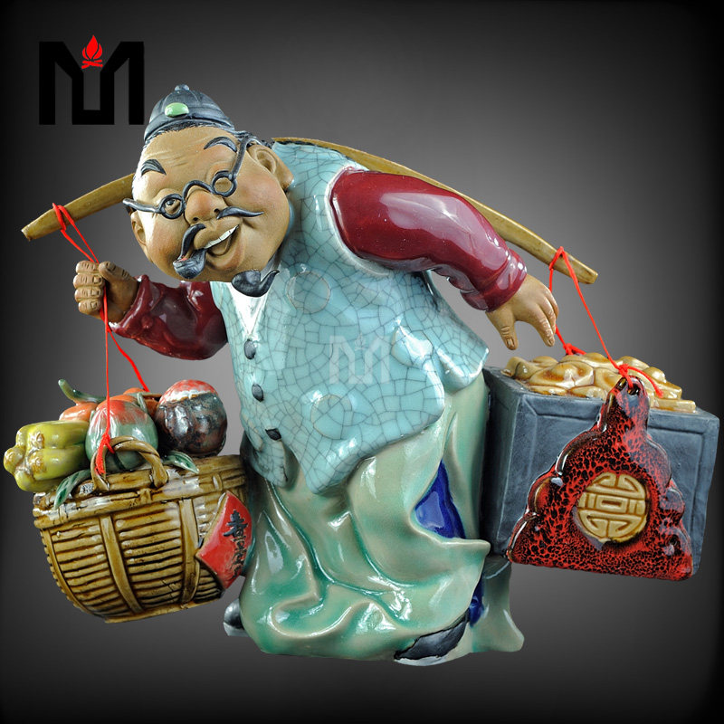 石湾陶瓷公仔大师工艺送礼精品中式家居门客厅招财装饰品人物摆件
