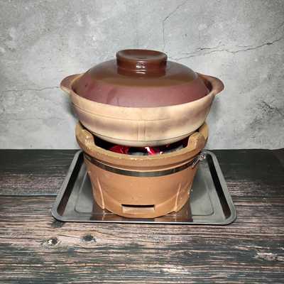 木炭火锅炉港式打边炉红泥炉小炭炉老式陶土泥炉传统粗陶砂锅商用