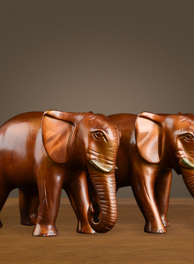 铜金岁月铜大象一对摆件家居饰品工艺品办公室玄关酒柜铜制品摆设