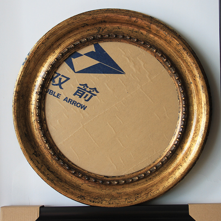 圆形油画框 复古做旧圆形画框 圆形相框定制 宽度7cm 厚度3厘米