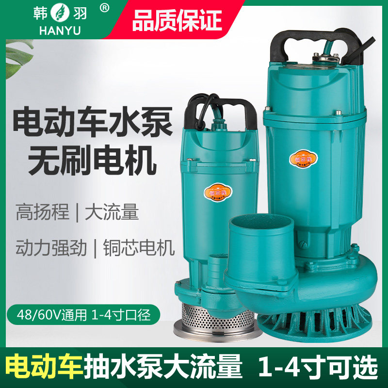 韩羽无刷直流潜水泵48V60V72V通用电动电瓶车水泵农业灌溉抽水机