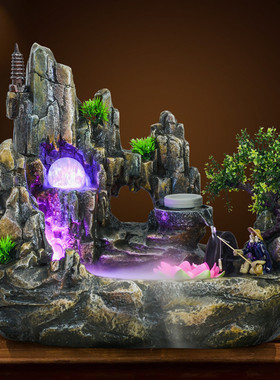 假山流水喷泉摆件鱼池客厅室内加湿器山水盆景观桌面装饰礼品送礼