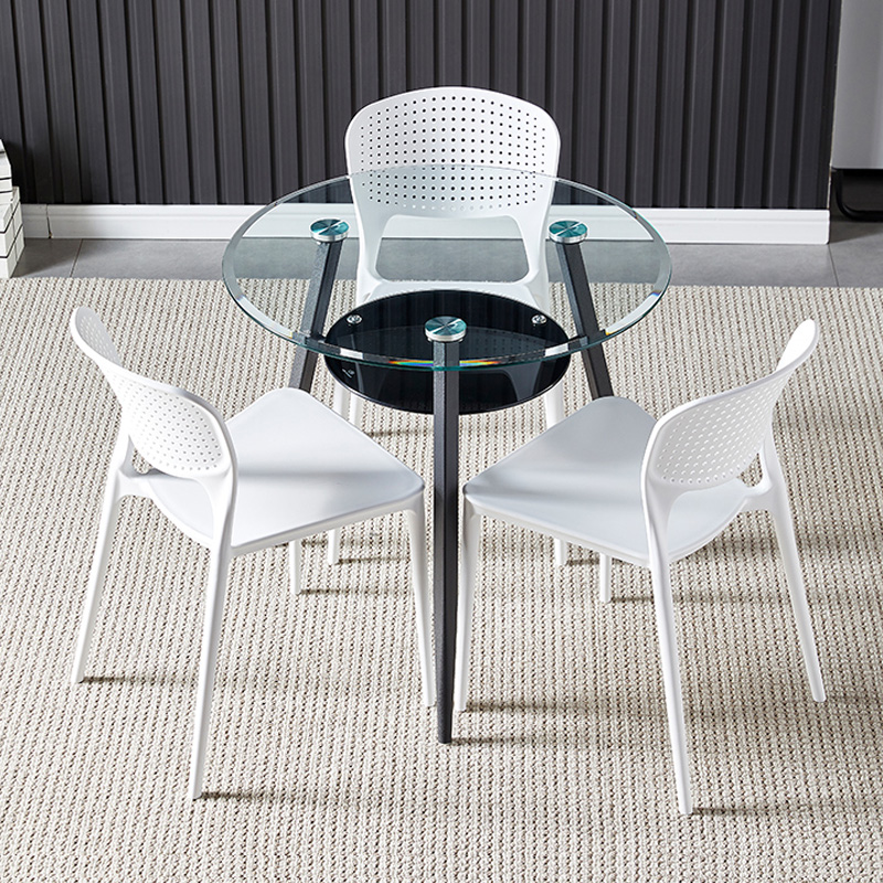 钢化玻璃圆桌家用接待洽谈桌椅小圆桌会客谈判桌休闲阳台桌椅