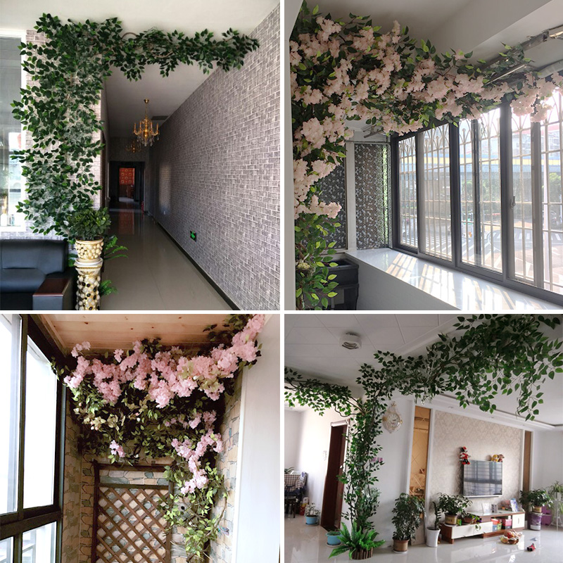 仿真树叶树枝树藤假花藤蔓藤条客厅空调管道遮挡阳台墙面植物装饰