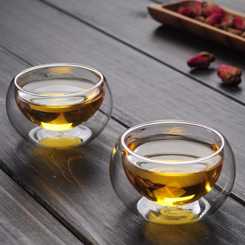 6只装茶碗水杯小茶杯迷你品茗功夫茶具家用透明玻璃喝茶杯子套装