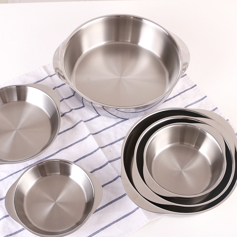 一体成型多尺寸汤盆火锅盆汤锅304不锈钢加厚可配盖16/20/24/28cm