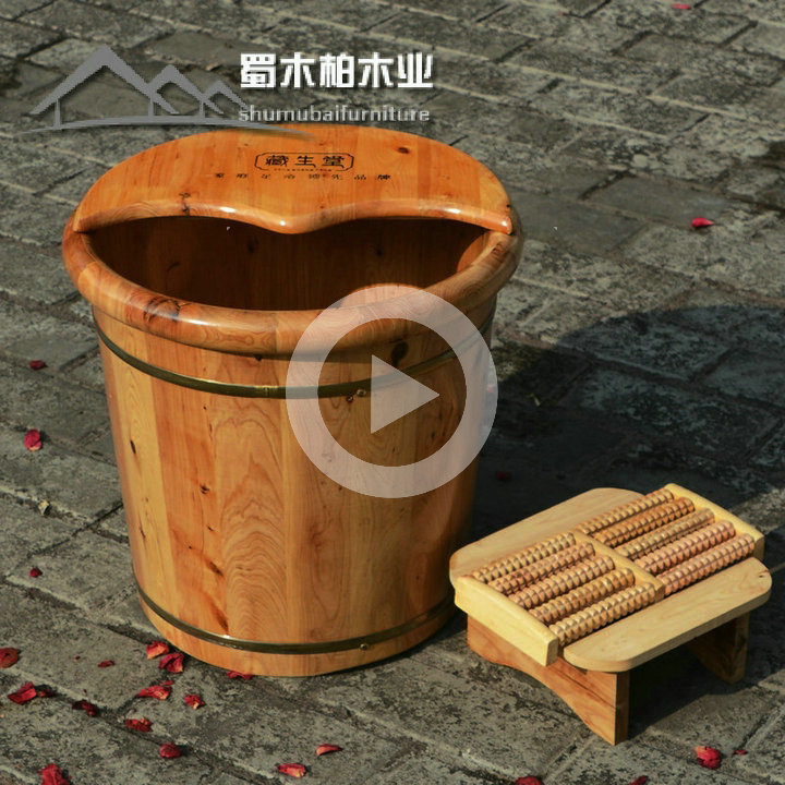 藏生堂柏木熏蒸足浴桶泡脚桶木桶木质家用过小腿高深桶洗脚盆足疗