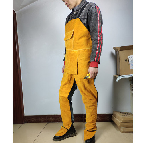 牛皮电焊工防护工作服氩弧焊接分腿围裙反穿衣防烫隔热耐高温劳保
