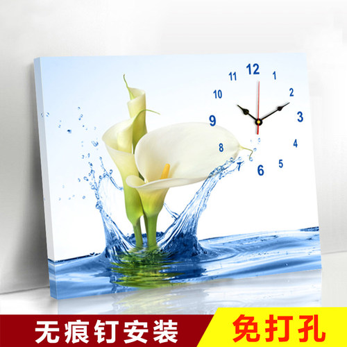 现代客厅挂画卧室装饰画挂钟表简约餐厅电表箱遮挡电闸免打孔壁画