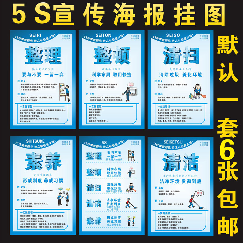 5S标语海报 5s墙贴 5s宣传画 企业工厂车间仓库文化管理海报挂图
