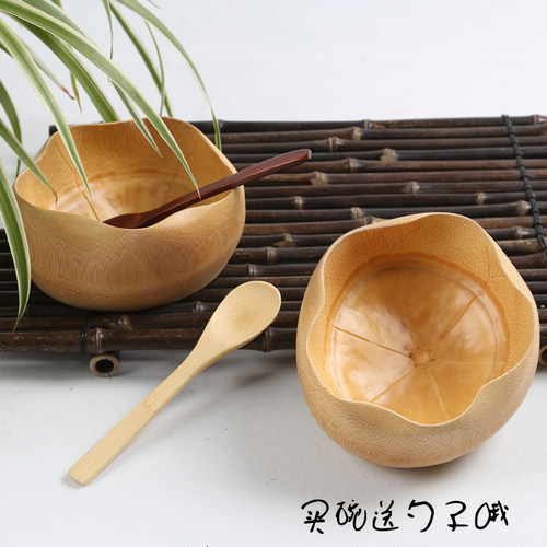 环保竹碗 梅花碗 竹钵 浅口竹碗 竹碟子 茶道零配 竹木碗 儿童碗