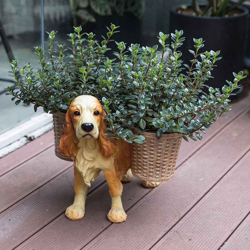 家点靓 创意花盆摆件欧式客厅装饰树脂狗落地式花几花架家居摆设,家居饰品,花盆,淘宝优惠券,粉丝福利购,淘宝优惠卷