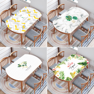 家用椭圆形餐桌垫pvc防水防油免洗软玻璃台布 可伸缩折叠圆桌桌布