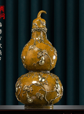 朱炳仁铜  福禄万代铜葫芦瓶 家居饰品装饰办公桌摆件 办公桌摆件