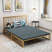 北卧铁艺可折叠双人床小户型坐卧两用床多功能金属客厅双人沙发床