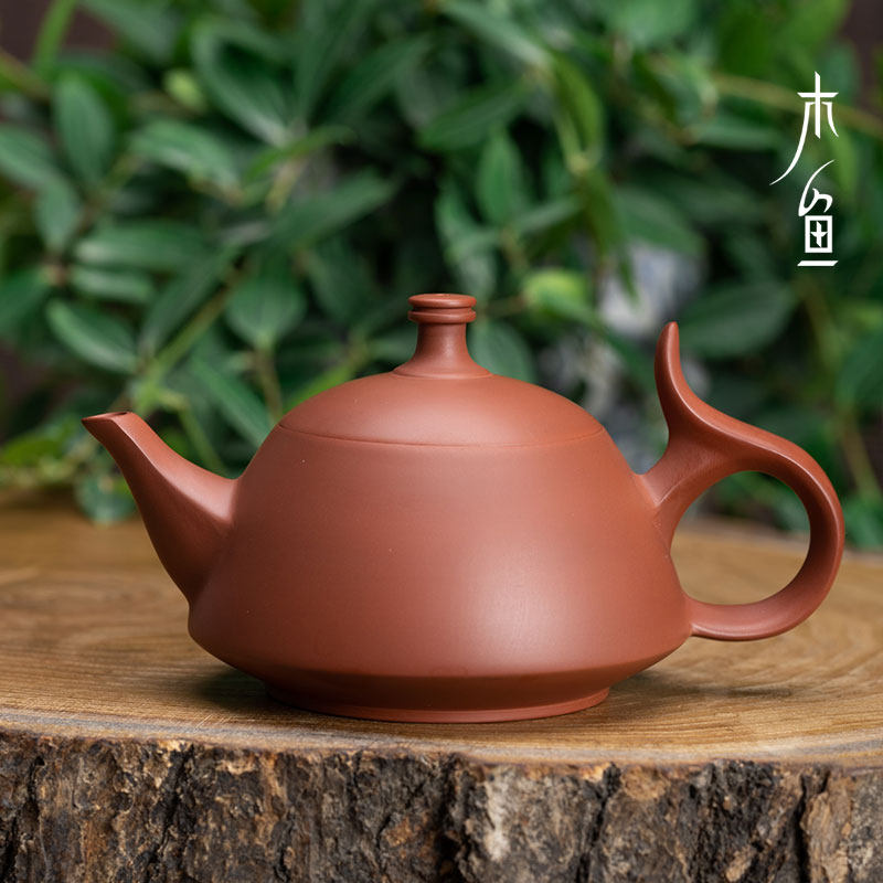 木鱼 潮州章淡鹏朱泥壶吉祥壶手拉壶 纯手工紫砂壶家用小功夫茶壶