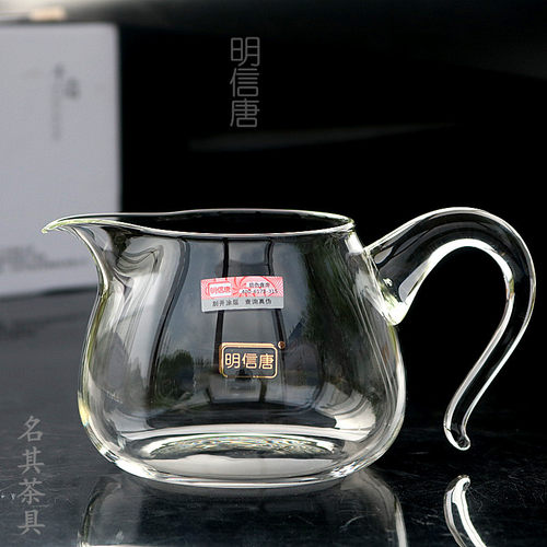 明信唐高硼硅玻璃公道杯带把透明大号分茶器加厚耐热茶海纯色匀杯