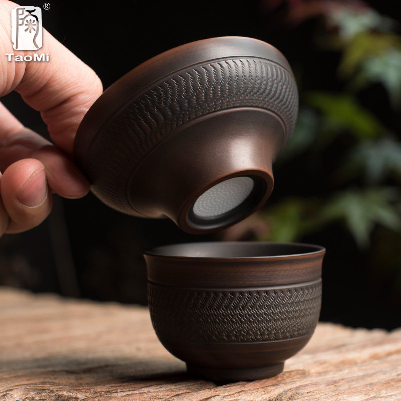 陶迷建水紫陶茶漏器套装创意陶瓷茶叶过滤器泡茶器大漏斗茶道配件