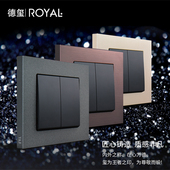 天基TJ开关插座德玺星空灰色五孔一开家用金属磨砂边框连体面板