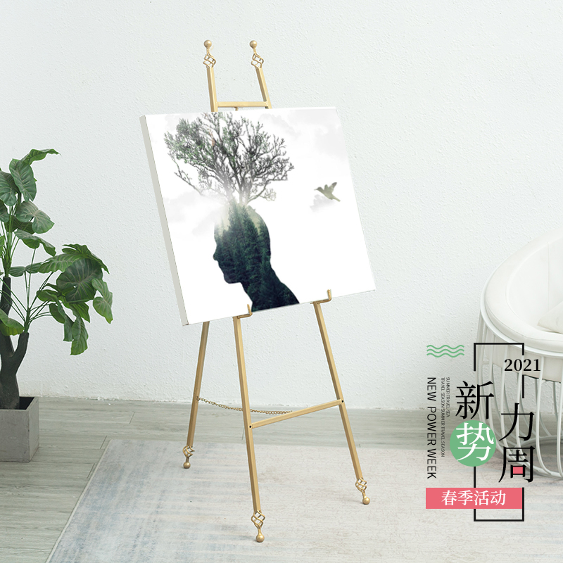 婚礼新款简约现代铁艺迎宾架 油画架展示架 婚庆道具相框架海报架