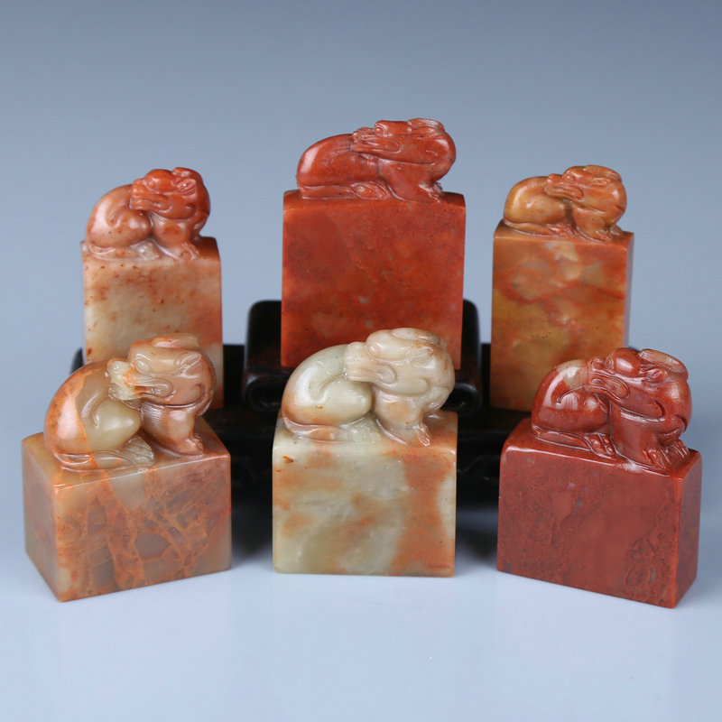 寿山石貔貅扁章印章引首收藏书画法闲章姓名练习章料篆刻印章石料