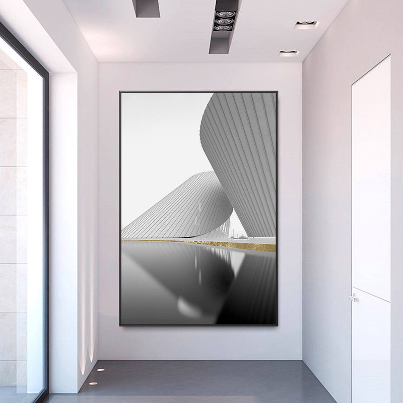 影拥 建筑美学 现代摄影黑白装饰画酒店设计师样板房壁画玄关挂画